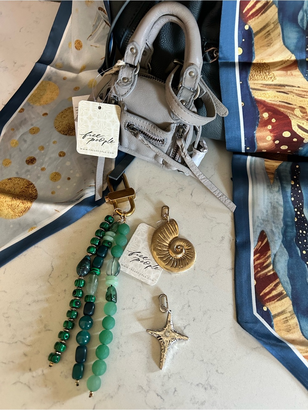 Stormy Seas We The Free Emerson Tote W/ Micro Emerson, Charms, & Scarves - Picture 8 of 16
